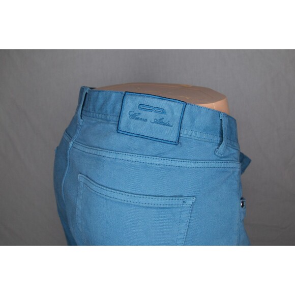 Men's Cesare Attolini 5 Pocket Jean Pants Solid Blue Cotton Sz 42 - Picture 7 of 11
